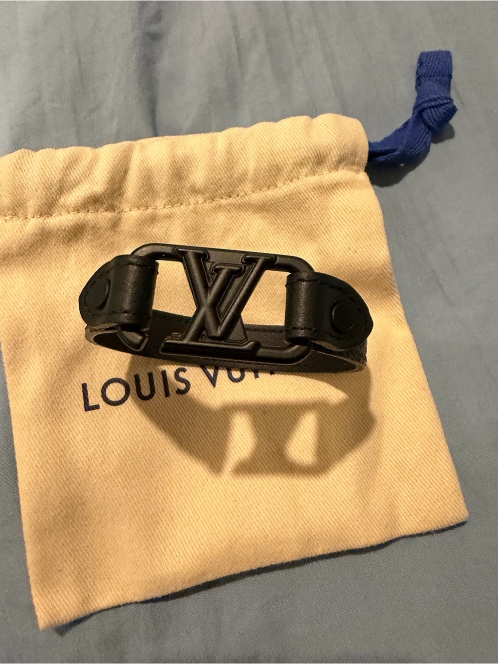 Louis Vuitton Black Leather bracelet